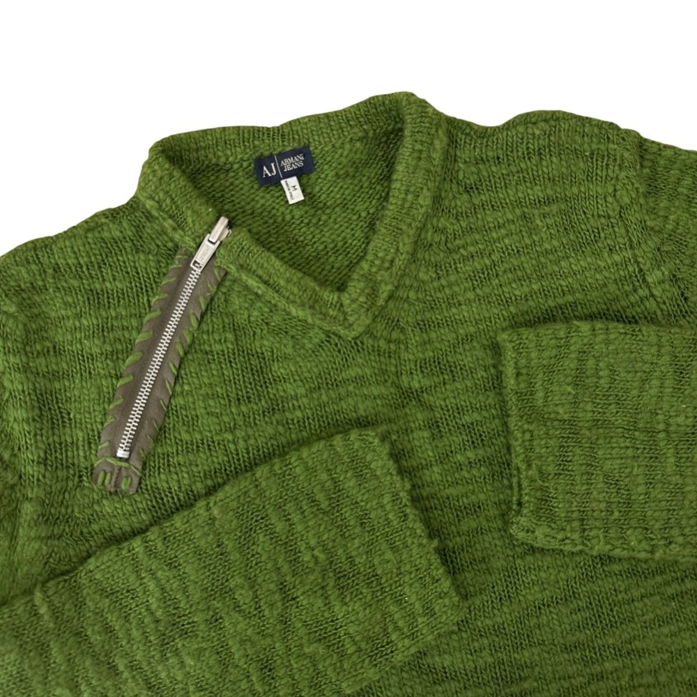 Vintage ARMANI Jeans Sweater Women Green Knit Made in Italy Designer Luxury M